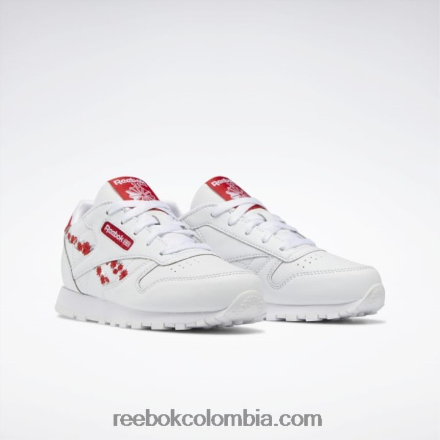 niños ftwr blanco/vector rojo zapatos clásicos de cuero - preescolar Reebok D260LP1440