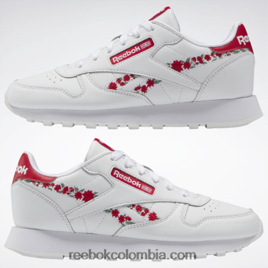 niños ftwr blanco/vector rojo zapatos de cuero clásicos - escuela primaria Reebok D260LP1417