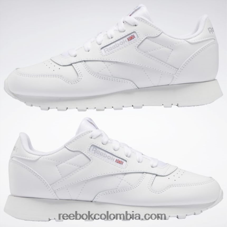 niños ftwr blanco zapatos de cuero clásicos - escuela primaria Reebok D260LP1398