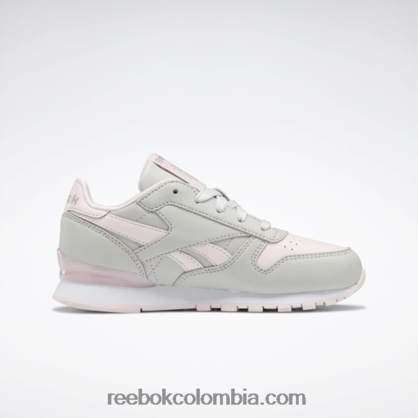 niños gris puro 2/rosa porcelana zapatos clásicos de cuero step \'n\' flash - preescolar Reebok D260LP1409