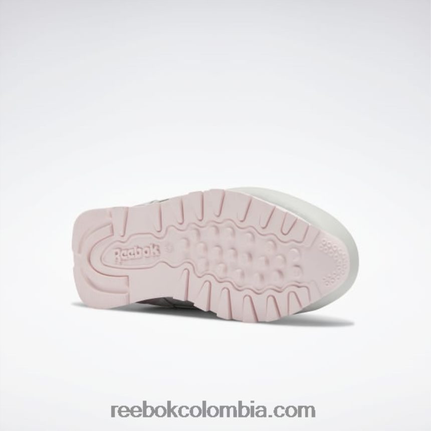 niños gris puro 2/rosa porcelana zapatos clásicos de cuero step \'n\' flash - preescolar Reebok D260LP1409