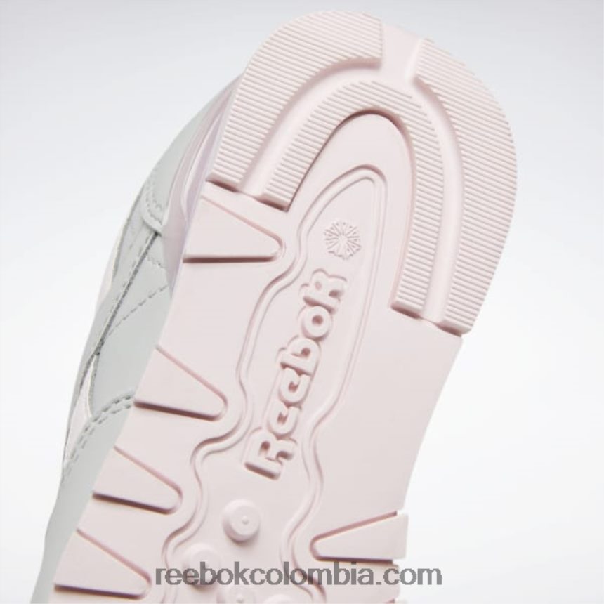 niños gris puro 2/rosa porcelana zapatos clásicos de cuero step \'n\' flash - preescolar Reebok D260LP1409