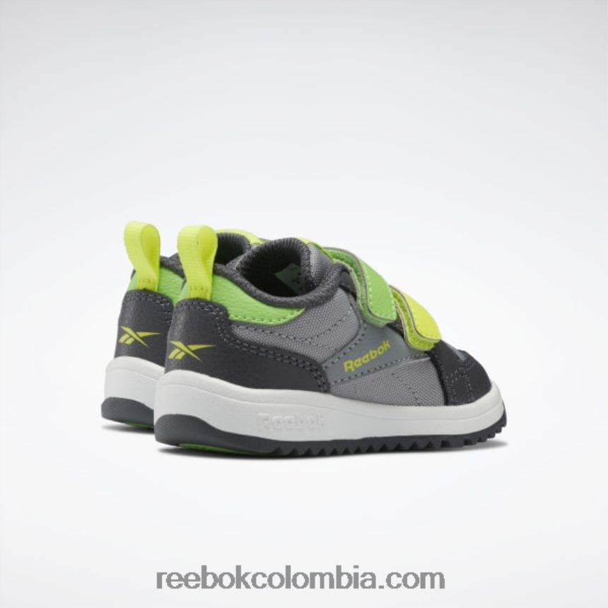 niños gris puro 4/gris puro 7/amarillo ácido solar zapatos bajos con cierre weebok - niño pequeño Reebok D260LP1386