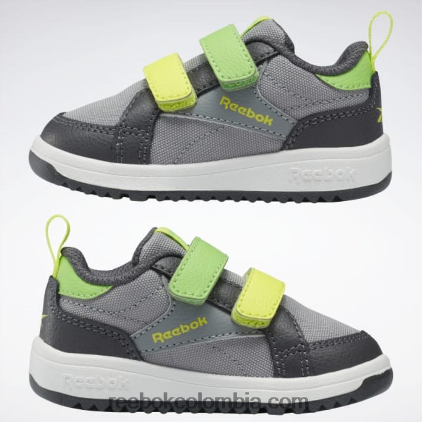 niños gris puro 4/gris puro 7/amarillo ácido solar zapatos bajos con cierre weebok - niño pequeño Reebok D260LP1386