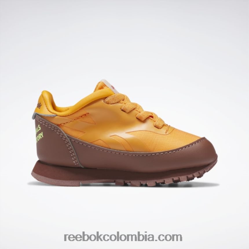 niños marrón roca/naranja brillante/amarillo ácido solar zapatos de cuero clásicos del observatorio de animales - niño pequeño Reebok D260LP1435