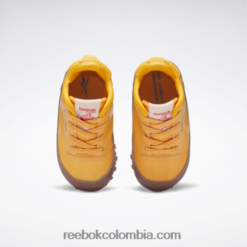 niños marrón roca/naranja brillante/amarillo ácido solar zapatos de cuero clásicos del observatorio de animales - niño pequeño Reebok D260LP1435