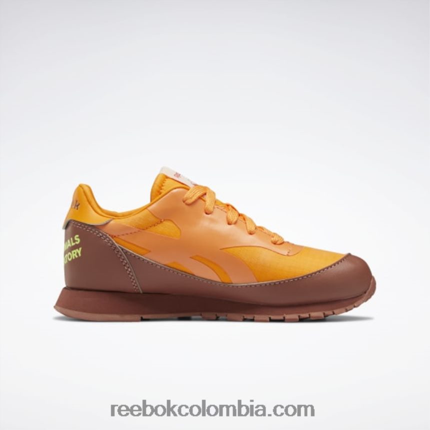 niños marrón roca/naranja brillante/amarillo ácido solar zapatos de cuero clásicos del observatorio de animales - preescolar Reebok D260LP1415