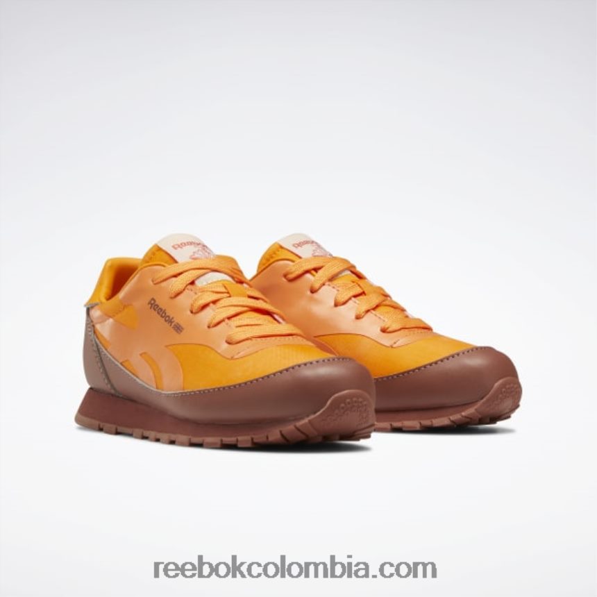 niños marrón roca/naranja brillante/amarillo ácido solar zapatos de cuero clásicos del observatorio de animales - preescolar Reebok D260LP1415