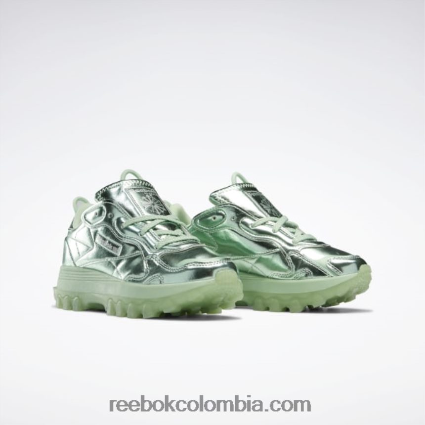 niños menta semipíxel/metal plateado. zapatos de cuero cardi b classic - escuela primaria Reebok D260LP1455
