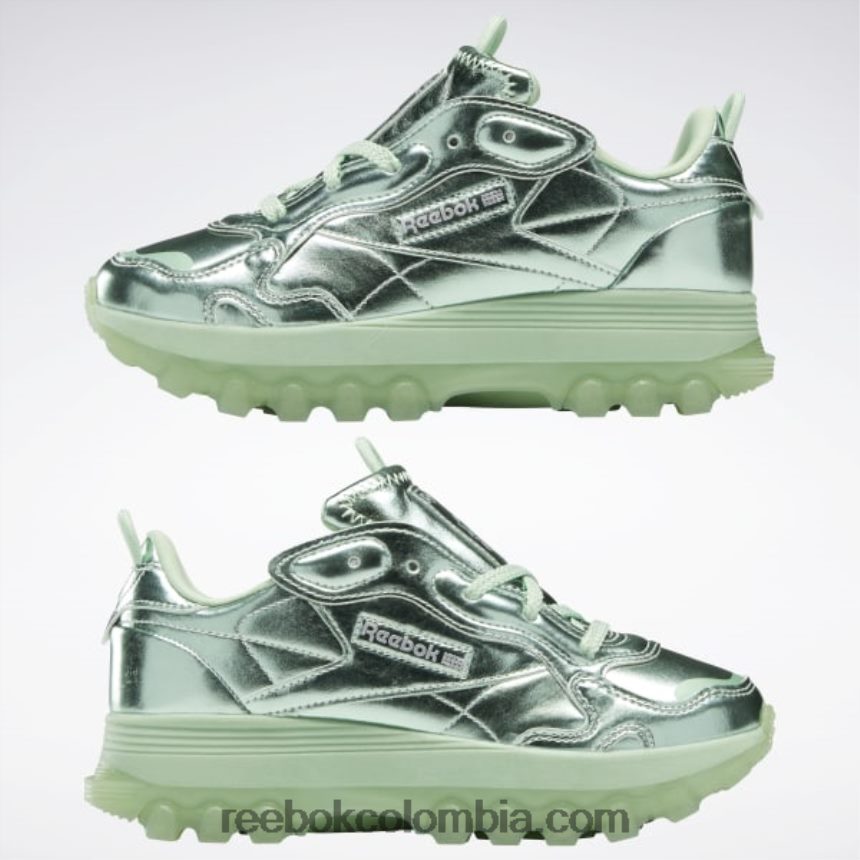 niños menta semipíxel/metal plateado. zapatos de cuero cardi b classic - escuela primaria Reebok D260LP1455