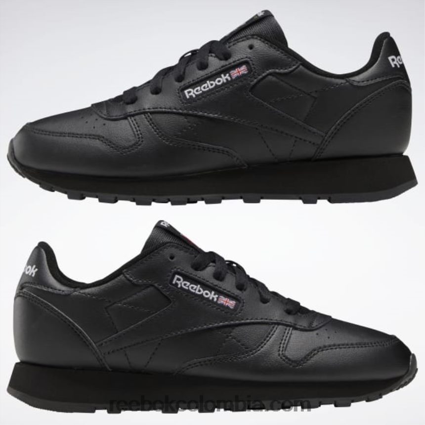 niños núcleo negro zapatos de cuero clásicos - escuela primaria Reebok D260LP1421