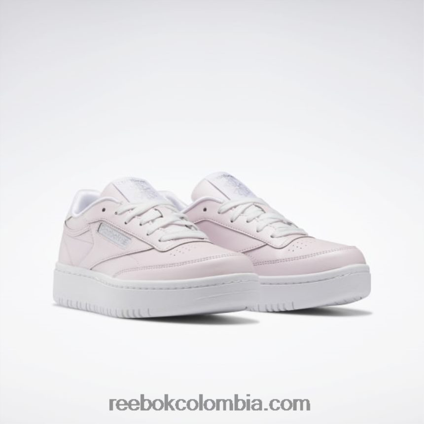 niños porcelana rosa/ftwr blanco/plata met. zapatos dobles club c 85 - escuela primaria Reebok D260LP1442