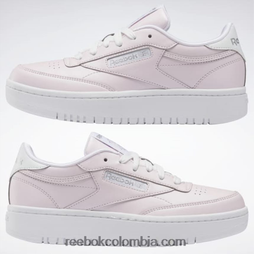 niños porcelana rosa/ftwr blanco/plata met. zapatos dobles club c 85 - escuela primaria Reebok D260LP1442