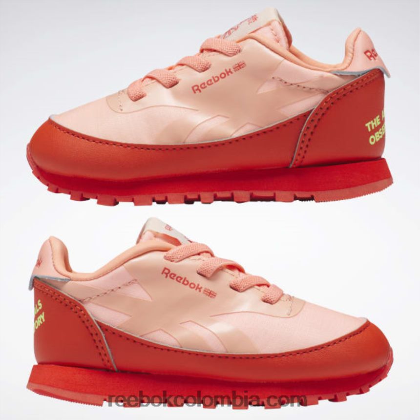 niños rojo corredor/amarillo ácido solar zapatos de cuero clásicos del observatorio de animales - niño pequeño Reebok D260LP1401