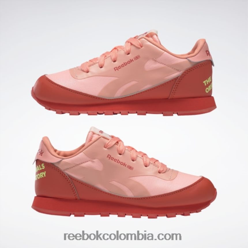niños rojo corredor/amarillo ácido solar zapatos de cuero clásicos del observatorio de animales - preescolar Reebok D260LP1426