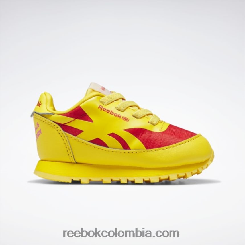 niños siempre amarillo/rojo corredor zapatos de cuero clásicos del observatorio de animales - niño pequeño Reebok D260LP1430
