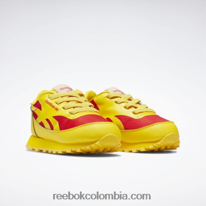 niños siempre amarillo/rojo corredor zapatos de cuero clásicos del observatorio de animales - niño pequeño Reebok D260LP1430