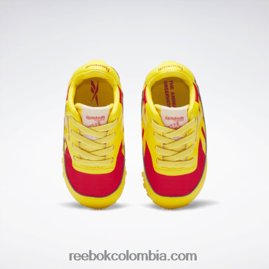 niños siempre amarillo/rojo corredor zapatos de cuero clásicos del observatorio de animales - niño pequeño Reebok D260LP1430