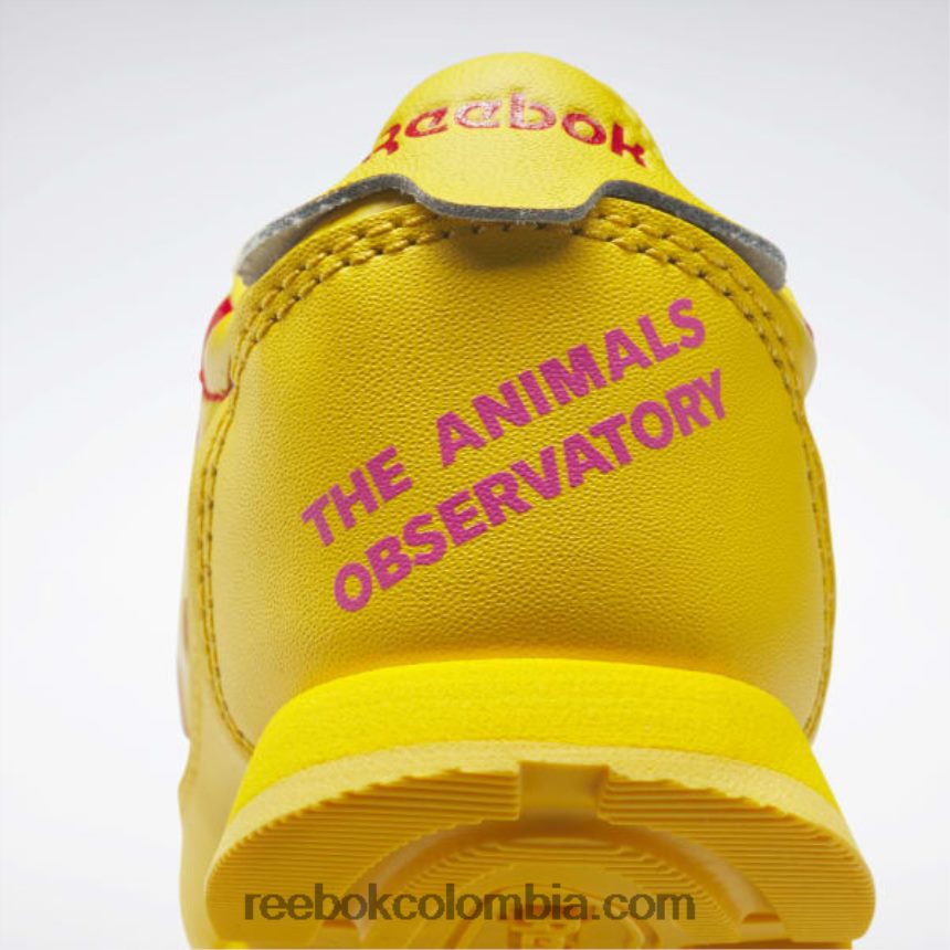 niños siempre amarillo/rojo corredor zapatos de cuero clásicos del observatorio de animales - niño pequeño Reebok D260LP1430