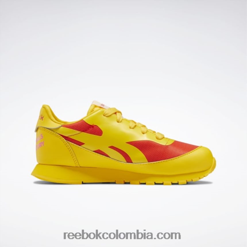 niños siempre amarillo/rojo corredor zapatos de cuero clásicos del observatorio de animales - preescolar Reebok D260LP1407