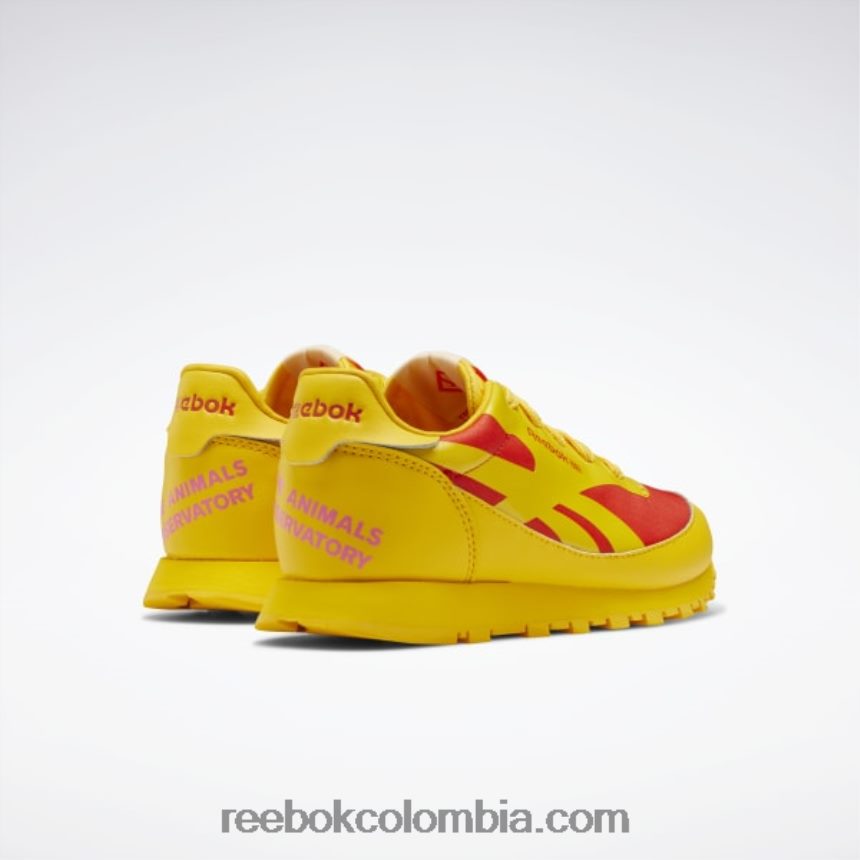 niños siempre amarillo/rojo corredor zapatos de cuero clásicos del observatorio de animales - preescolar Reebok D260LP1407
