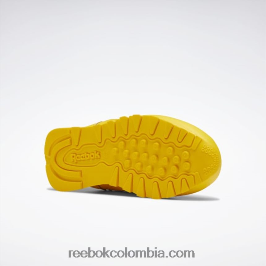 niños siempre amarillo/rojo corredor zapatos de cuero clásicos del observatorio de animales - preescolar Reebok D260LP1407