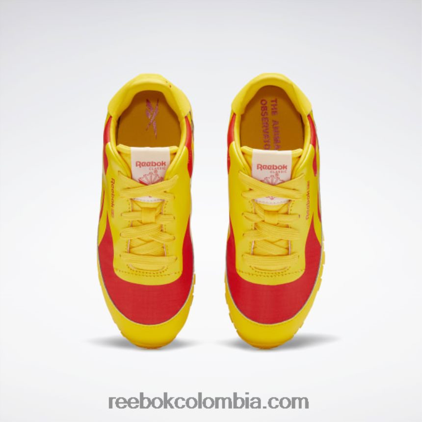 niños siempre amarillo/rojo corredor zapatos de cuero clásicos del observatorio de animales - preescolar Reebok D260LP1407