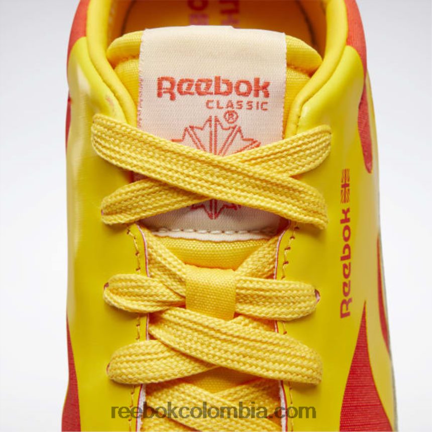 niños siempre amarillo/rojo corredor zapatos de cuero clásicos del observatorio de animales - preescolar Reebok D260LP1407