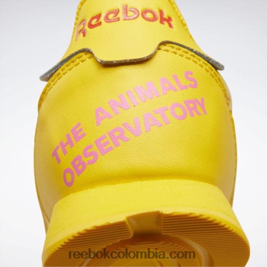 niños siempre amarillo/rojo corredor zapatos de cuero clásicos del observatorio de animales - preescolar Reebok D260LP1407