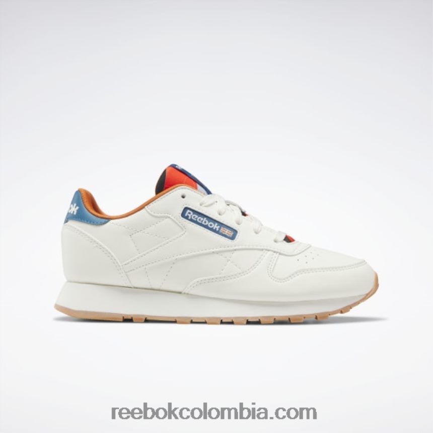 niños tiza/azul acero s23-r zapatos de cuero clásicos - escuela primaria Reebok D260LP1399