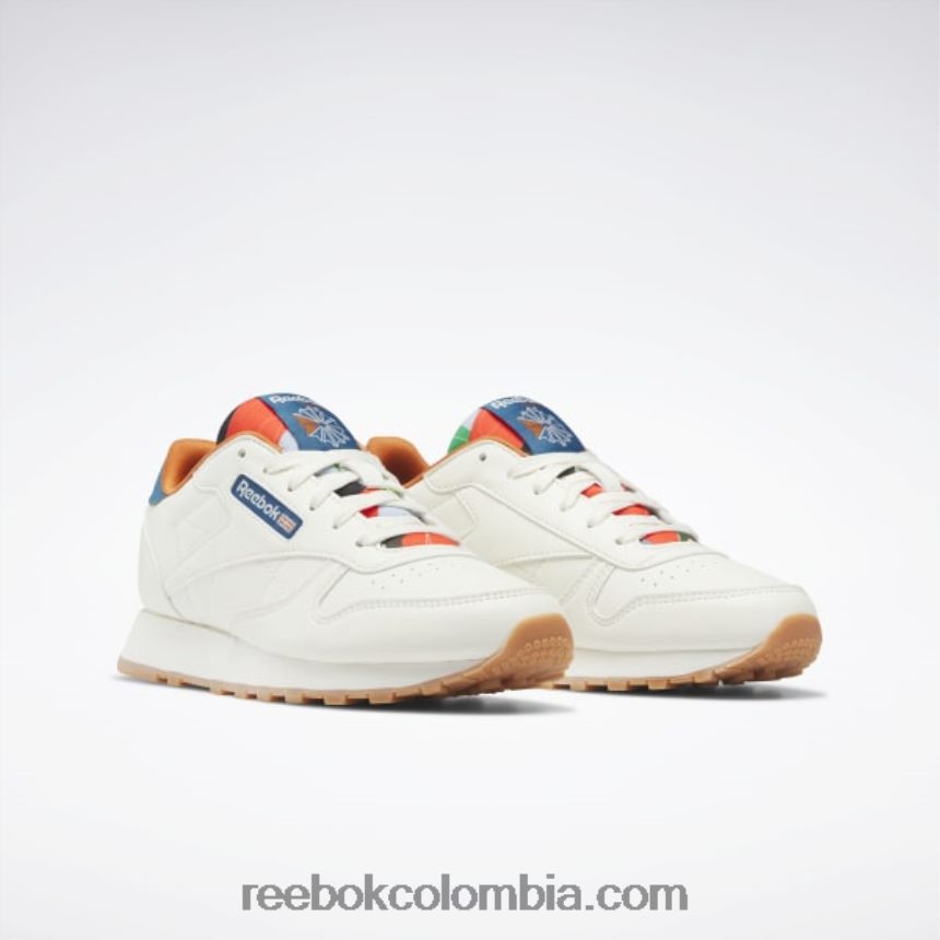 niños tiza/azul acero s23-r zapatos de cuero clásicos - escuela primaria Reebok D260LP1399